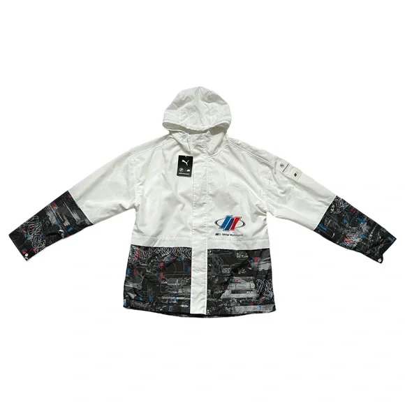 PUMA Men's BMW Motorsport Woven Hooded Jacket White - Picture 9 of 12